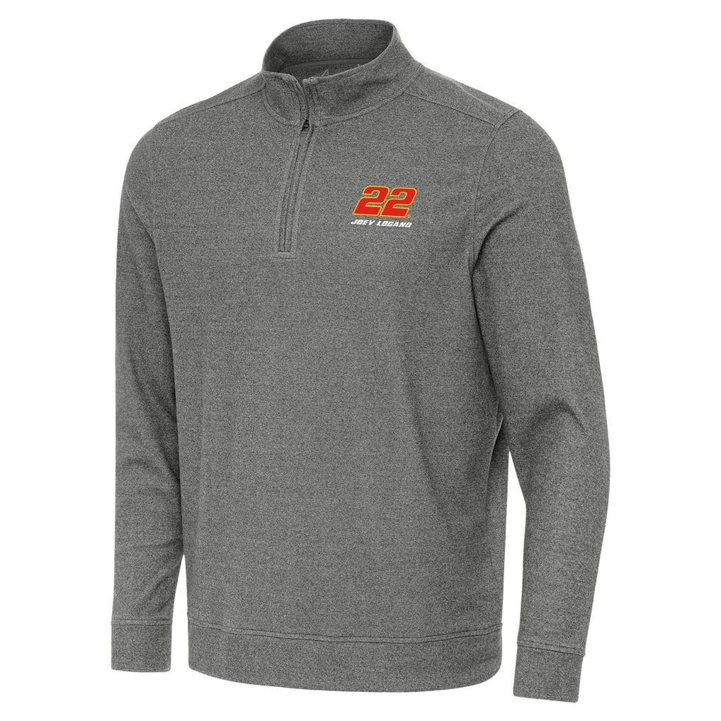  Joey Logano Antigua Subtle Quarter-Zip Pullover Top - Heather Black